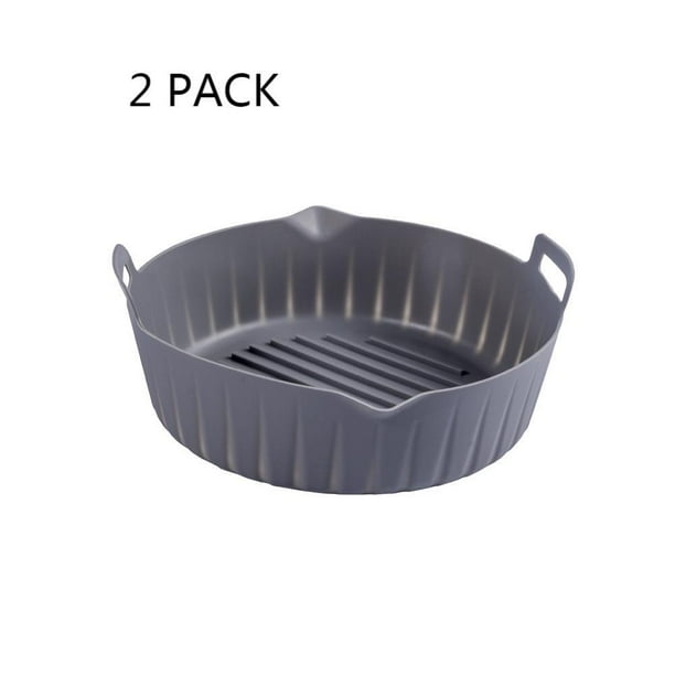 2Pack Air Fryer Silicone Pot 8 inch Round Basket, Food Safe Air Fryers
