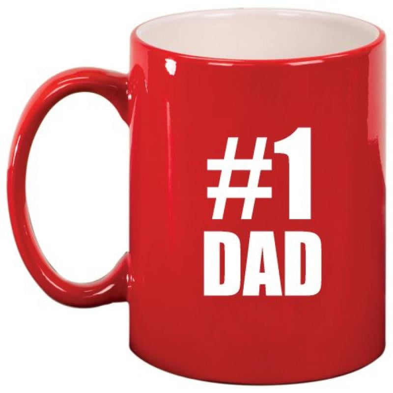 1 Dad Ceramic Coffee Tea Mug Cup Red Gift for Dad