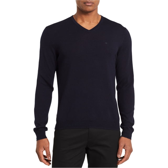 Calvin Klein Mens Knit Pullover Sweater, Blue, Large