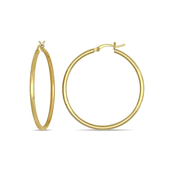 Gem & Harmony 10K Yellow Gold Flat Hoop Earrings (40mm) for Women