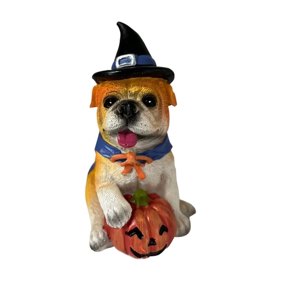 SDJMa The New Halloween Dog Sculpture, Halloween Cute Dog Statues, Dog Resin Figurine Decoration, Halloween Dog Ornaments for Home Office Tabletop Desk Decoration Holiday Indoor Outdoor