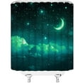 thumbnail image 3 of Moon Starry Shower Curtain Fantasy Night Sky Cloud Galaxy Romantic Starry Green Bathroom Curtains Decor Polyester Fabric Include Hooks(70" WX70 H), 3 of 3