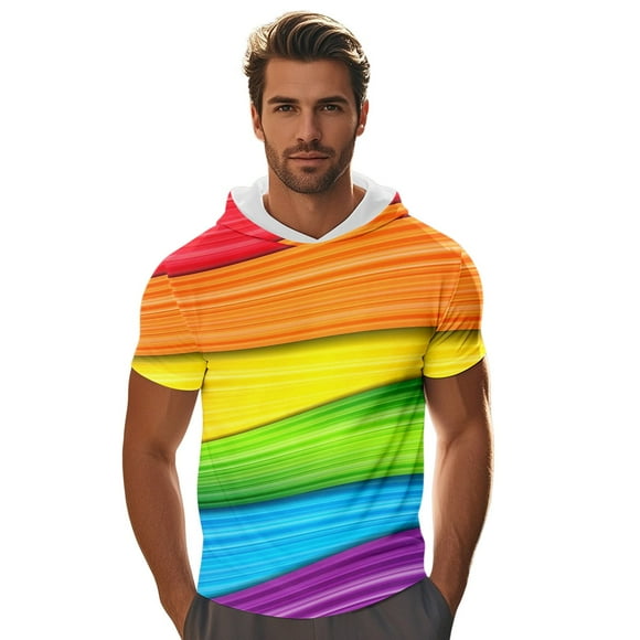 Xdzjlr Men's Tshirt Father'S Day Printed Hooded Short Sleeved Top Leisure Mens Shirts Casual,Xl