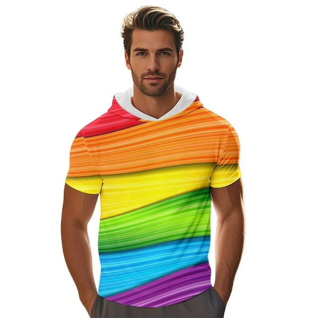 Xdzjlr T-Shirt Homme Fête des Pères Imprimé à Capuche Manches Courtes Mode T-Shirt Homme,TTG