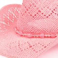 thumbnail image 6 of Straw Pink Cowgirl Hat for Women, Shapeable, Spring and Summer Pink Cowboy Hat, 6 of 8