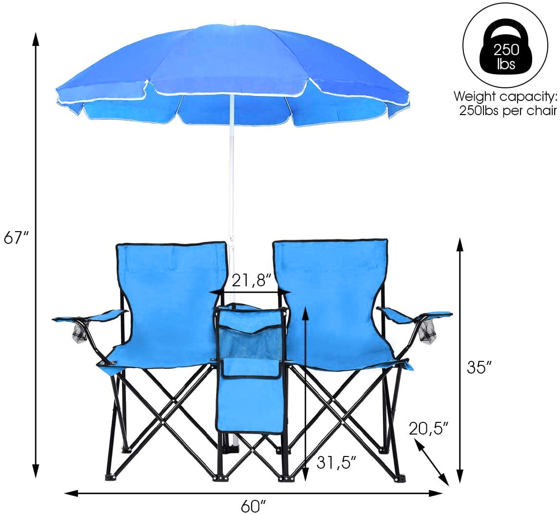 Outdoor Picnic Chairs, Folding Camping Chair with Cup Holder and Storage Pocket Carry Bag, Blue Outdoor Picnic Chairs, Folding Camping Chair with Cup Holder and Storage Pocket Carry Bag, Blue