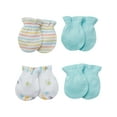 Gerber Newborn Baby Boy or Girl Unisex Assorted Mittens, 4Pack