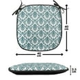 thumbnail image 4 of Damask Chair Seating Cushion, Damask Toned Floral Sprigs Baroque Feature Patterns Complex Detailed Motifs Image, Soft Seat Pads for Office with Anti-slip Backing, 16"x16", Green White, by Ambesonne, 4 of 7