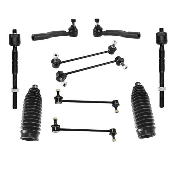 10 Pc Rear & Front Suspension Kit Sway Bars Inner Outer Tie Rod Ends Left Right Side Rack and Pinion Bellow Boots Fits select: 2007-2011 TOYOTA CAMRY