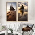 thumbnail image 1 of Designart "Time-Worn Rocks Sculpted by Sunset I" Beach & Ocean Framed Wall Art Set Of 2 - Coastal Brown Frame Gallery Set For Office Decor, 1 of 6
