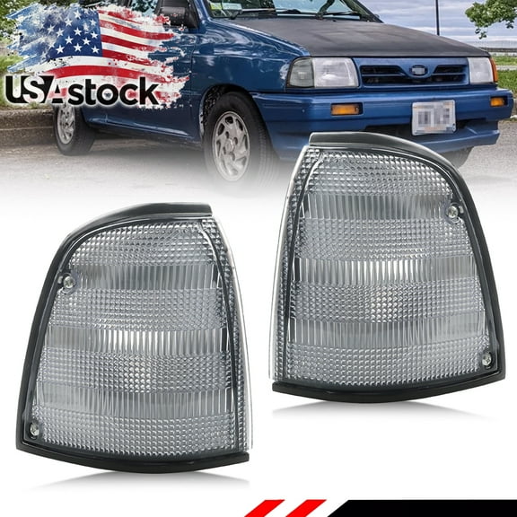 2PCS Clear Lens  Front Corner Turn Signal Lights Side Marker Lights Turn Warning Lights Parking Light Housings For 1988 1989 1990 1991 1992 1993 Ford Festiva No Bulb/Socket Included