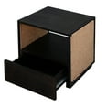 thumbnail image 4 of 21 Inch Hcrafted Wood Side Table Nightst Woven Jute Side Panels Brown Black, 4 of 6