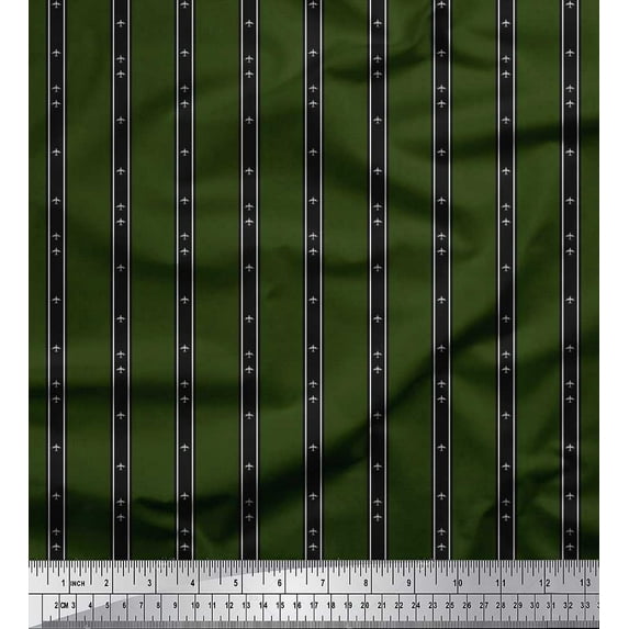 Soimoi Cotton Duck Fabric Stripe & Airplane Shirting Print Sewing Fabric Yard 42 Inch Wide
