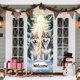 thumbnail image 1 of Christmas Door Cover Santa Claus Print Holiday Party Decoration Polyester Fabric Door Hanging for Home Indoor Outdoor Festive Decor, 1 of 6