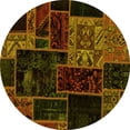 thumbnail image 1 of Ahgly Company Indoor Round Patchwork Yellow Transitional Area Rugs, 4' Round, 1 of 4