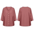 thumbnail image 7 of Stamzod Cardigan for Women Casual Cotton Linen Button Up Shirt Jacket Plus Size 3/4 Length Sleeve Womens Tops Pink L, 7 of 7