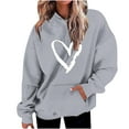 thumbnail image 2 of BLTIBY Valentine's Day Sweatshirt for Women Hooded Spring Autumn Funny Love Heart Graphic Valentines Shirt Casual Valentines Round Neck Long Sleeve Pullover Tops 2025 Gray XXL, 2 of 5