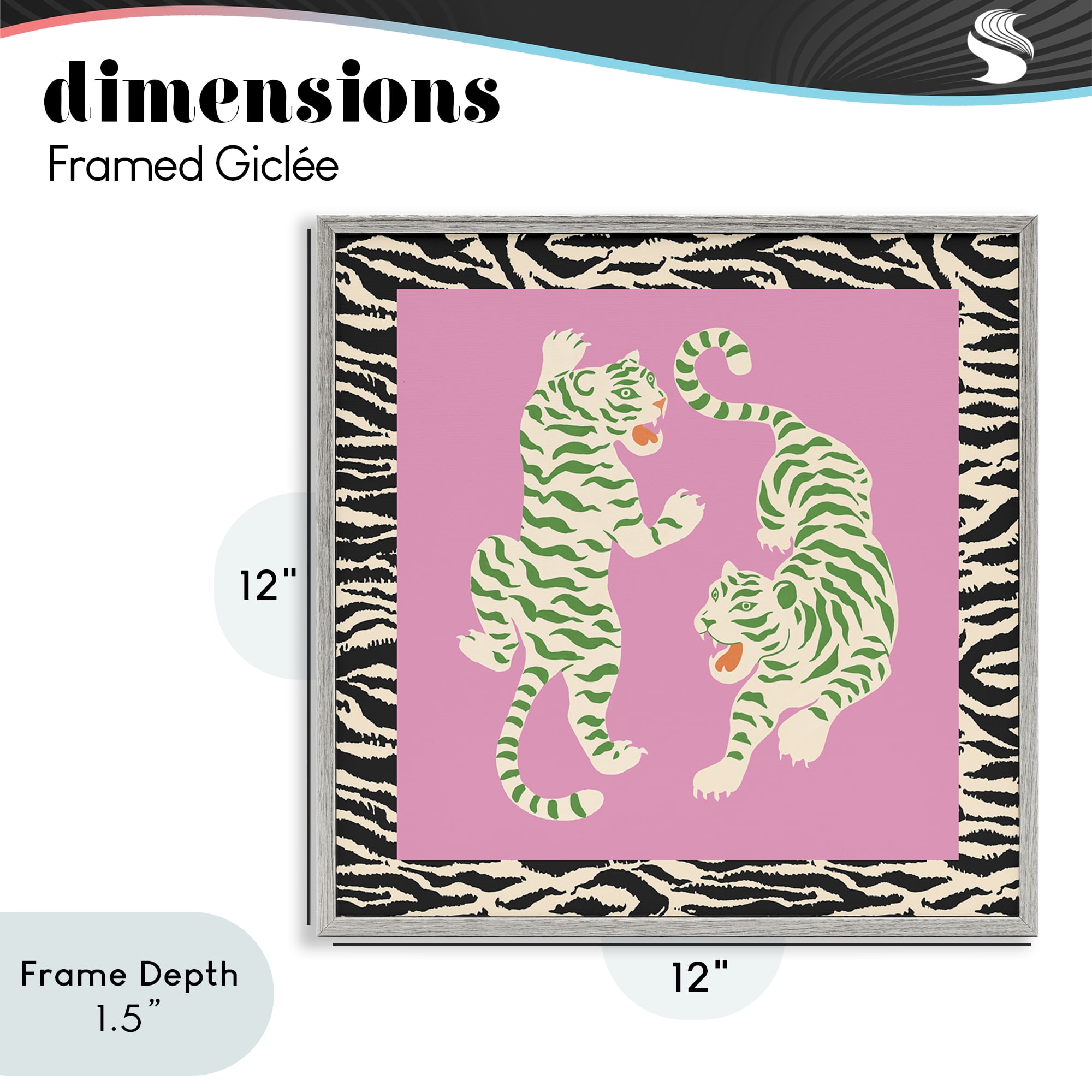 Stupell Industries Purple & Green Twin Tigers Gray Framed Giclee Art, design by Karolina Sato