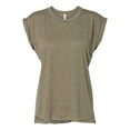 thumbnail image 2 of BELLA + CANVAS - Women’s Flowy Rolled Cuffs Muscle Tee - 8804 - Heather Olive - S, 2 of 3