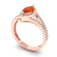 thumbnail image 2 of 1.2ct Marquise Cut Red Crystal 18k Pink Rose Gold Engraving Statement Bridal Wedding Halo Designer Ring Size 6, 2 of 5
