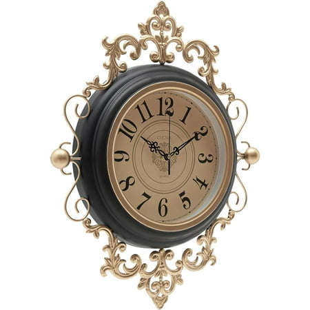 Vintage Large Wall Clock, Digital Retro Wall Clock, Silence & Accurate Timing, Decorative Exquisite Wall Clock for Living Room, Bedroom, Farmhouse Office (Black)