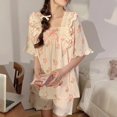 thumbnail image 4 of Pijama coreano de manga corta para mujer, ropa de dormir con estampado de verano, informal, de Navidad, para el hogar, 4 of 4