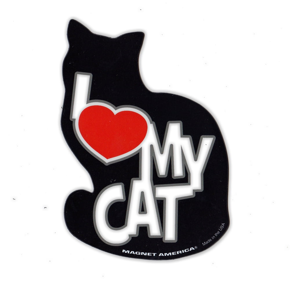 Bumper Sticker I Love My Cat Silhouette 4" x 5.5