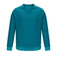 thumbnail image 5 of Lovskoo Men's Sweaters Pullover Stand Collar Elastic Solid Color V Neck Long Sleeve Sweater Knit Tops Blue, 5 of 6
