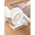 thumbnail image 4 of J&V TEXTILES Collapsible Dish Drying Rack - Popup for Easy Storage, Drain Water Directly into The Sink, Room for Eight Large Plates, Sectional Cutlery and Utensil Compartment, Compact Blue, 4 of 7