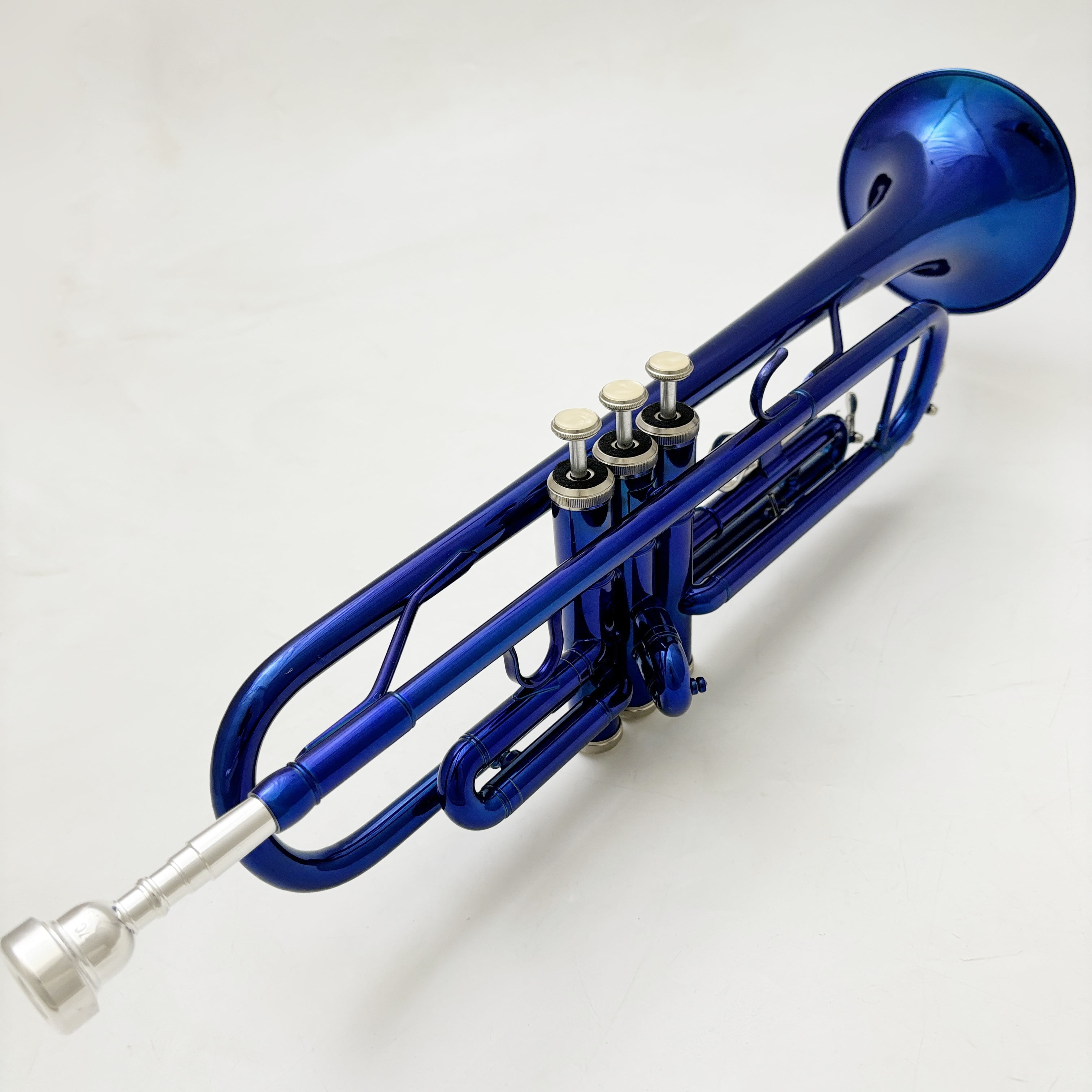 XINMEL trumpet instrument Blue B flat three-tone trumpet beginner band plays western instruments, with boxes and cleaning kits.