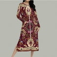 thumbnail image 4 of Fewfanhot Women's Zipper Front Robes Floral Print House Dress, Long Sleeve Midi Nightgown with Pockets, Gifts for Mom, S-2XL, 4 of 9