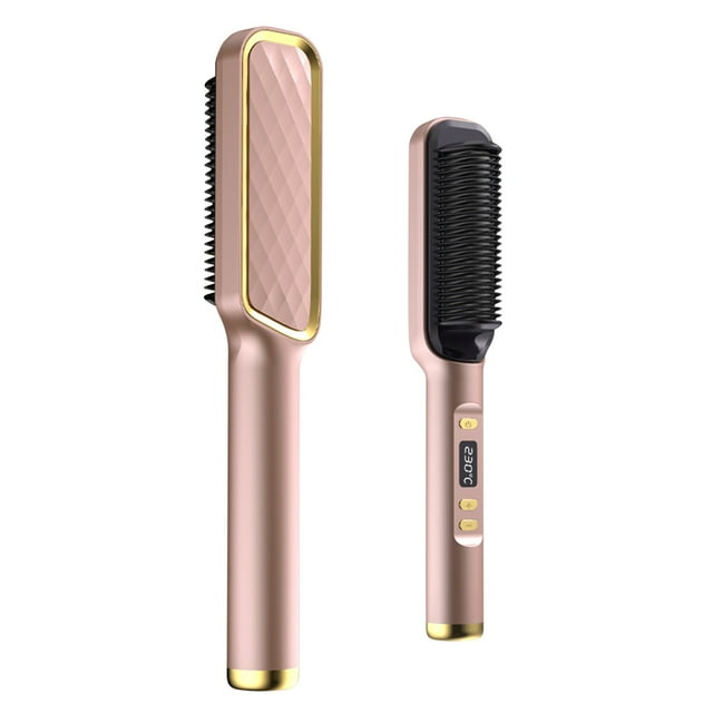 Fiudx Peine Alisador de Cabello, Cepillo con Revestimiento de Titanio, Pantalla Led de Temperatura, Iones Negativos para El Cuidado Del Cabello, Peinado Diario, Uso Profesional En Peluquería, Calenta