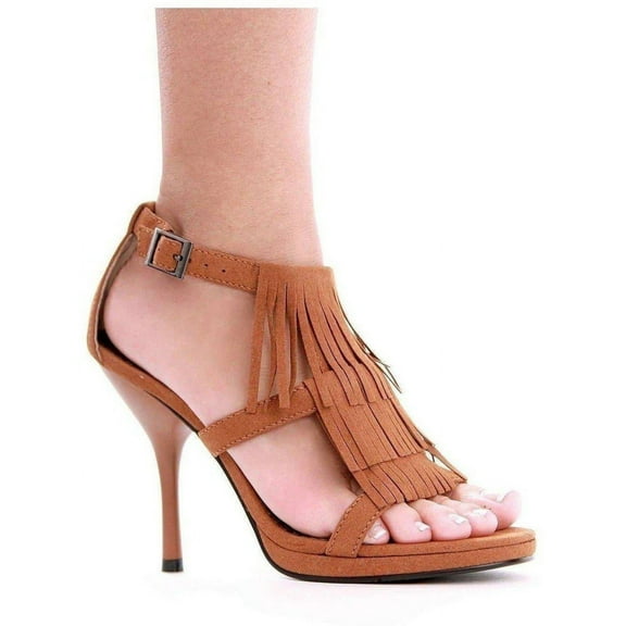 Ellie Shoes E-417-Sioux 4" Heel Womens costume Sandal. 11 / Brown