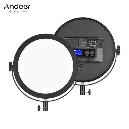 Andoer SO-30T Ultrathin Bi-color Round LED Video Light 3200K-5600K Photography Fill Light Stepless Diammable LCD Display Screen CRI 97+ Power 30W for Portrait Wedding Still Life Photography Video (Best Display For Photography)