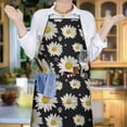 thumbnail image 6 of Black White Flower Pattern Apron-Garden Aprons for Women with Pockets-Cotton Linen Waterproof Kitchen Cooking Gardening Aprons Adjustable for Kitchen,Cooking,BBQ and Salon 33x27 Inch, 6 of 7