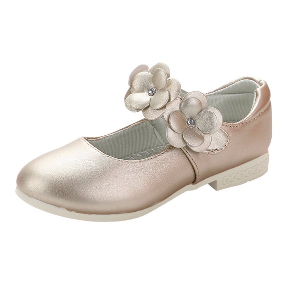 Zecgelong Children Shoes White Leather Shoes Bowknot Girls Princess Shoes Single Shoes Performance Shoes Kids Sneakers Girls Size US:9.5 Gold