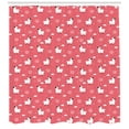 thumbnail image 3 of Pink and White Shower Curtain, Puffy Lama Figures Among Cumulus Clouds and Scribbles with Polka Dots, Fabric Bathroom Set with Hooks, 69W X 75L Inches Long, Coral Black White, by Ambesonne, 3 of 3