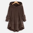 thumbnail image 2 of Fesfesfes Fashion Women Flannel Shirt Button V-Neck Pullover Tops Long Sleeve Hooded Blouse Sweatshirt, 2 of 5