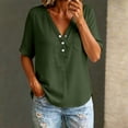 thumbnail image 5 of Only Moment Women's Short Sleeve Shirts V Neck Casual Short Sleeve Shirts Business Dressy Work Blouses Womens Shirts Casual Blackish Green,3XL, 5 of 6