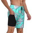 thumbnail image 3 of Gaeub Seashell And Starfish Mens Swim Trunks Stretch Beach Shorts Quick Dry for Men Swim Shorts Swimwear with Pockets- X-Large, 3 of 9