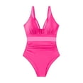 thumbnail image 4 of Women's Solid Color One Piece Swimsuit Sexy Mesh Tummy Control Bathing Suits High Waisted Swimwear, 4 of 4
