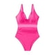 thumbnail image 3 of Conjunto de Bikini de Cintura Alta para Mujeres Traje de Baño de Malla de Correa sin Espalda de Color Sólido con Almohadillas Extraíbles, 3 of 4