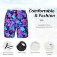 thumbnail image 3 of Naloa Flower Happy Skull Print Men Swim Trunks with Compression Liner ,Board Shorts,Men's Swim Shorts with Drawstring and Elastic Waistband-3X-Large, 3 of 6