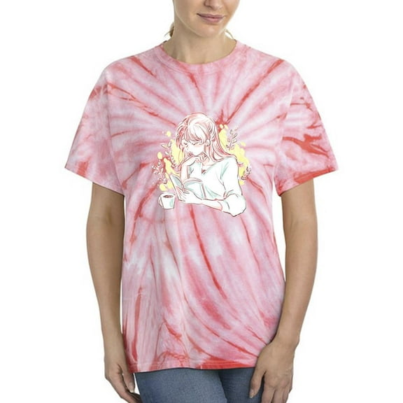 Manga Girl Reading Book Tie Dye Cyclone Women -Image by Shutterstock, Female Medium