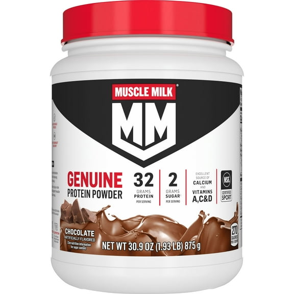 Muscle Milk Genuine Protein Powder, Chocolate, 1.93 Pound, 12 Servings