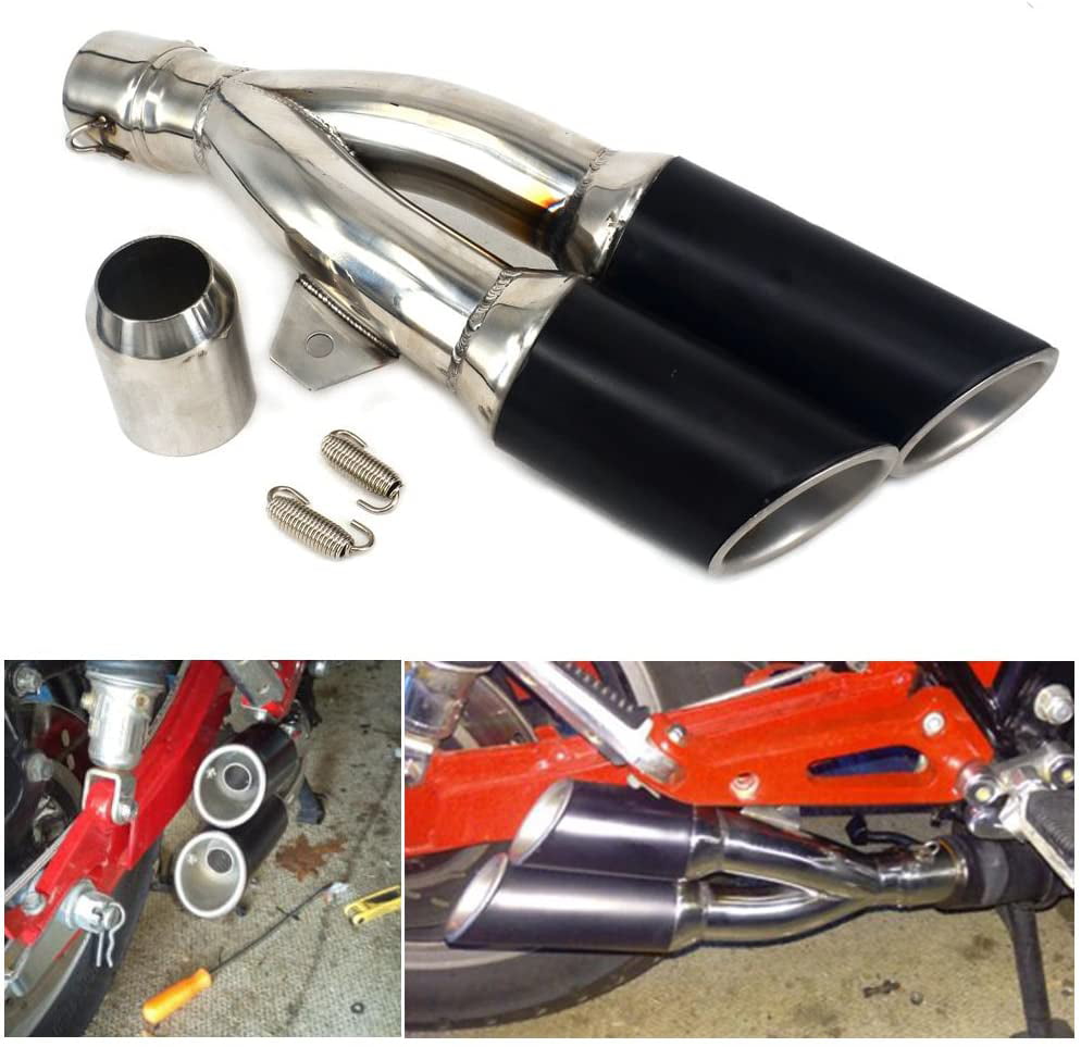 Black End JFG RACING Slip On Exhaust 1.5-2 Inlet Thunder Dual Tail outlet Muffler With DB Killer Motorcycle