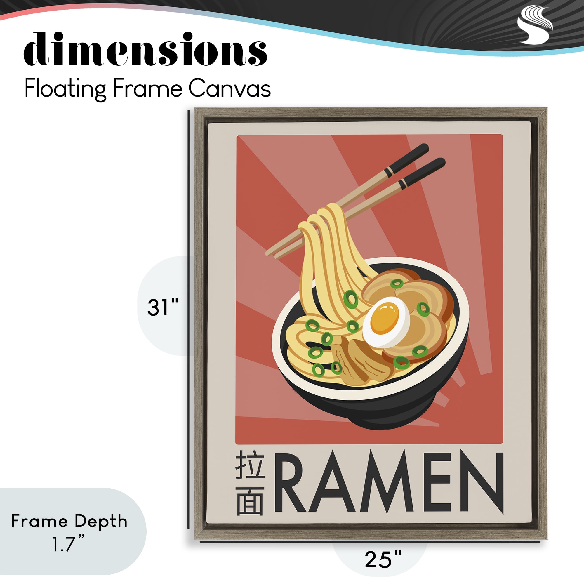 Stupell Industries Iconic Ramen Poster Brown Framed Floater Canvas Wall Art, design by Marcus Prime