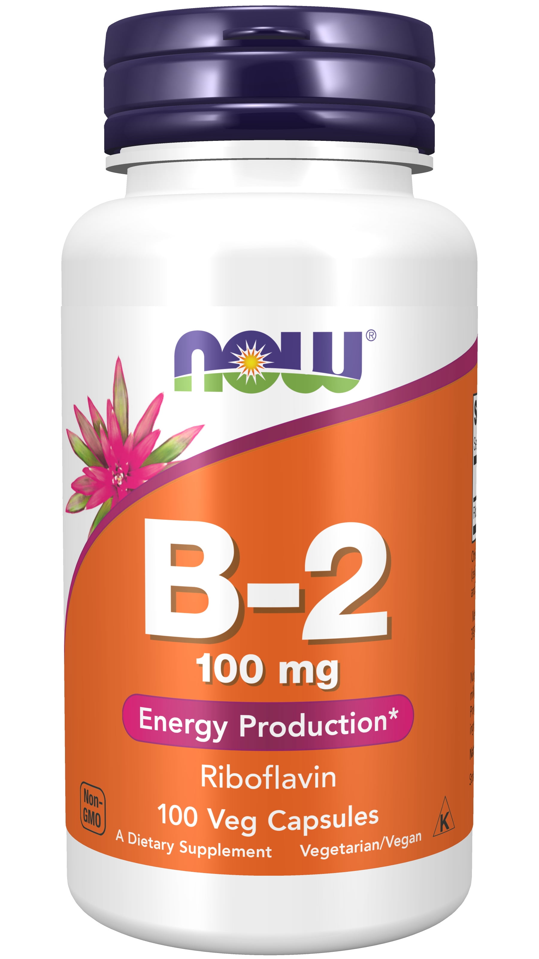 NOW Supplements, Vitamin B-2 (Riboflavin) 100 mg, Energy Production*, 100 Veg Capsules