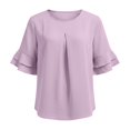 thumbnail image 5 of Gbobgt Women's Blouses Half Sleeve Crew Neck Casual Lightweight Summer Tops for Daily Office And Vacation Outfits Light Violet XL, 5 of 6