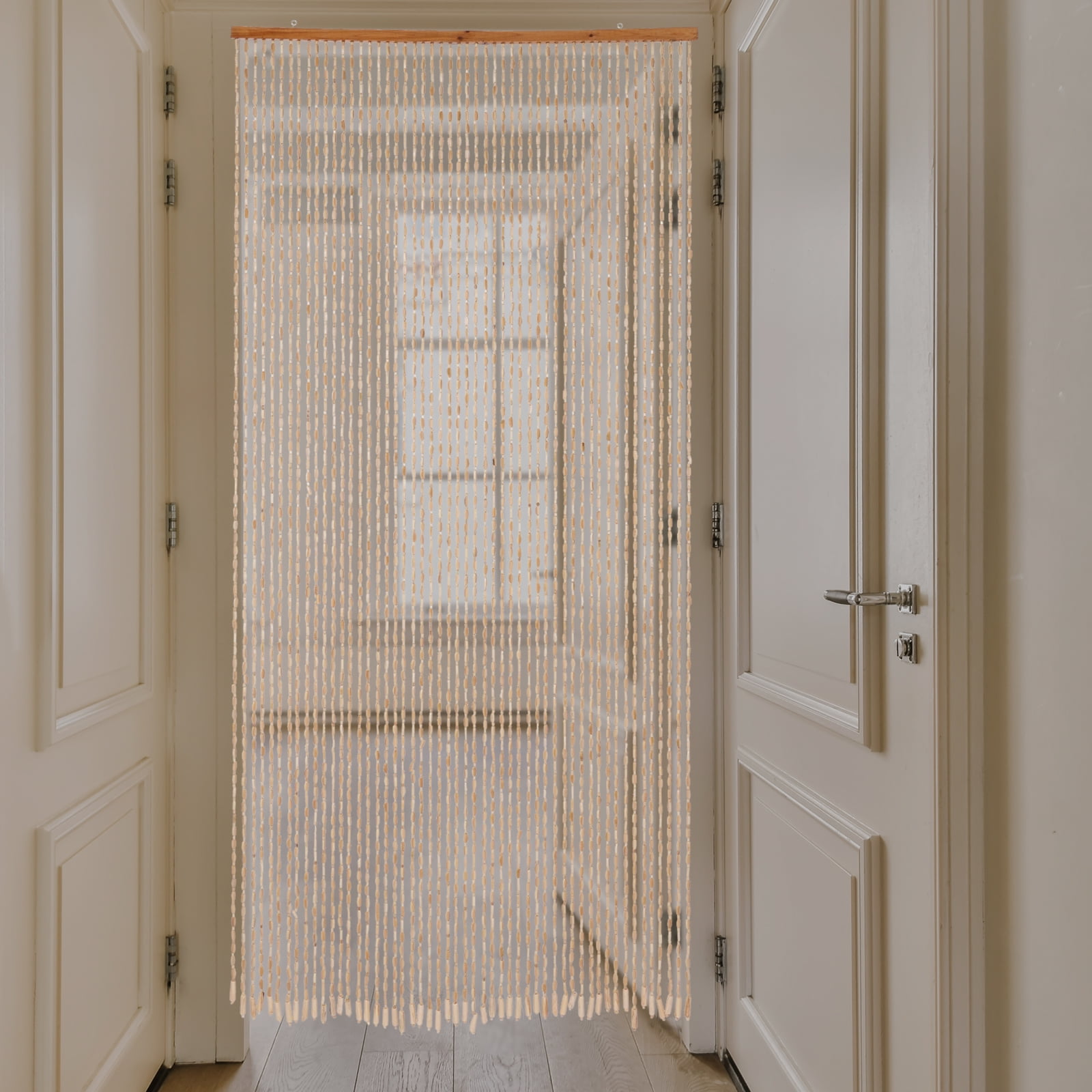 Peakora Retro Style Wooden Bead Curtain 78.74*35.43in Bamboo and Wooden Doorway Beads 27 Strings Room Blind Screen for Porch Bedroom Living Room Bathroom